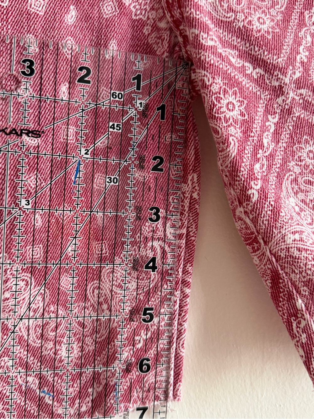 Revice Red Bandana Print Cropped Denim Shorts - Picture 7 of 7